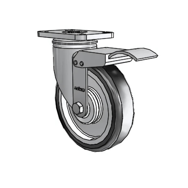 Colson Casters 5" x 1.25" High-Temp TPE Precision Ball Caster with Total Lock - Durable Stainless Steel, 2.5" x 3.625" Plate, SKU: 2.05456.414 H BRK4 colson-header