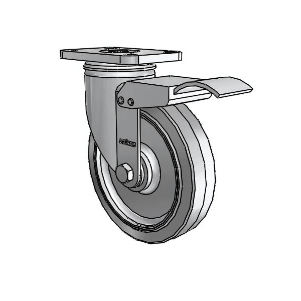5" x 1.25" Stainless Performa Delrin Bearing Caster with Total Lock – High-Durability Industrial Caster with 2.5" x 3.625" Plate -  2.05456.444 BRK4 colson-header1