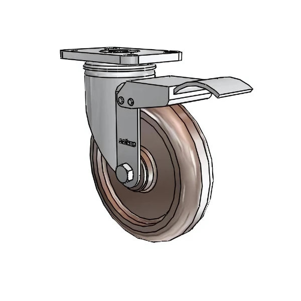 5" x 1.25" Stainless Thermo Plain Caster with Total Lock – Durable High-Temperature Resistant Caster for Medium-Duty Industrial Applications – 2.5" x 3.625" Plate - Model 2.05456.52-HT-BRK4 colson-header1