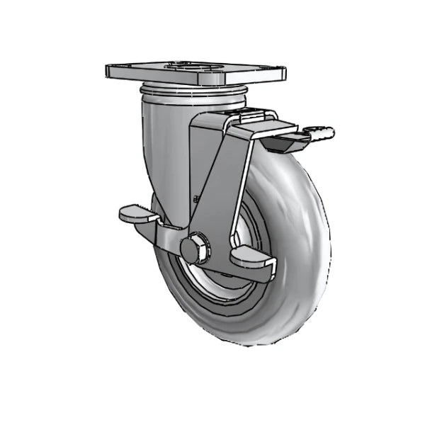 Colson Casters Stainless Steel 5" x 1.3125" Performa Delrin Bearing Top-Lock Caster with 2.5" x 3.625" Plate - SKU: 2.05456.444 BRK1 | Durable & Versatile Mobility Solution for Industrial and Medical Use colson-header