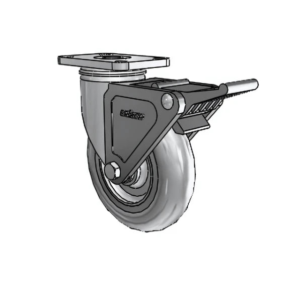 Colson Casters Stainless 5" x 1.3125" Performa Delrin Bearing Caster with Top Lock - 2.5" x 3.625" Plate - SKU: 2.05456.564 BRK2 | Durable and Reliable Mobility Solution for Industrial and Commercial Use colson-header