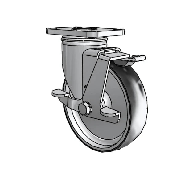 Colson Casters Stainless 5" x 1.25" ThermoTech Teflon Top-Lock Caster with 2.5" x 3.625" Plate - SKU: 2.05456.613 H BRK1 | Durable, Heat-Resistant Caster for Industrial Use colson-header
