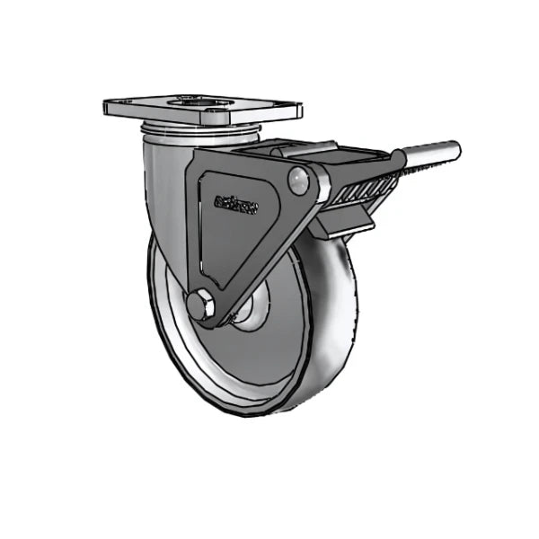 Colson Casters Stainless Steel 5" x 1.25" ThermoTech Teflon Caster with Top Lock - 2.5" x 3.625" Plate - SKU: 2.05456.613 H BRK2 colson-header