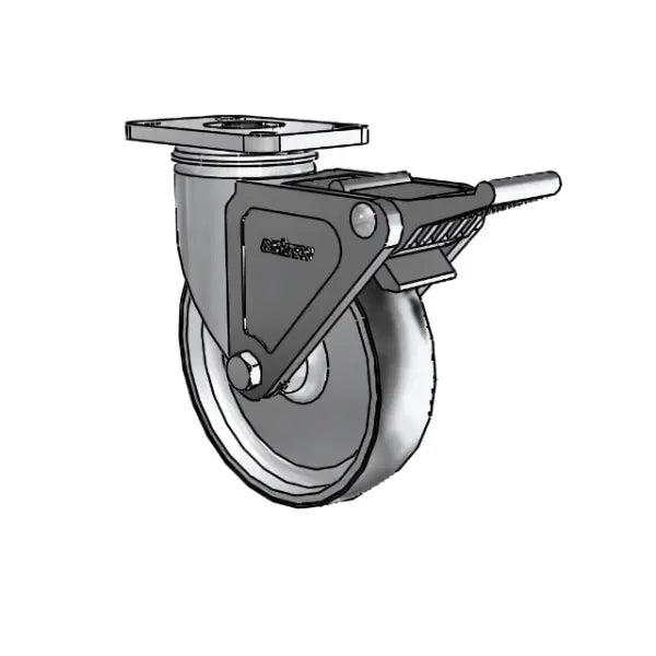 Colson Casters Stainless Steel 5" x 1.25" ThermoTech Teflon Caster with Top Lock - 2.5" x 3.625" Plate - SKU: 2.05456.613 H BRK2 -  | CasterHQ