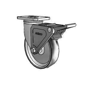 Colson Casters Stainless Steel 5" x 1.25" ThermoTech Teflon Caster with Top Lock - 2.5" x 3.625" Plate - SKU: 2.05456.613 H BRK2 colson-header