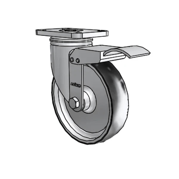 Colson Casters Stainless 5" x 1.25" ThermoTech Teflon Caster with Total Lock - 2.5" x 3.625" Plate - SKU: 2.05456.613 H BRK4 | Heavy-Duty Caster for Industrial and Medical Use colson-header
