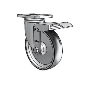Colson Casters Stainless 5" x 1.25" ThermoTech Teflon Caster with Total Lock - 2.5" x 3.625" Plate - SKU: 2.05456.613 H BRK4 | Heavy-Duty Caster for Industrial and Medical Use colson-header