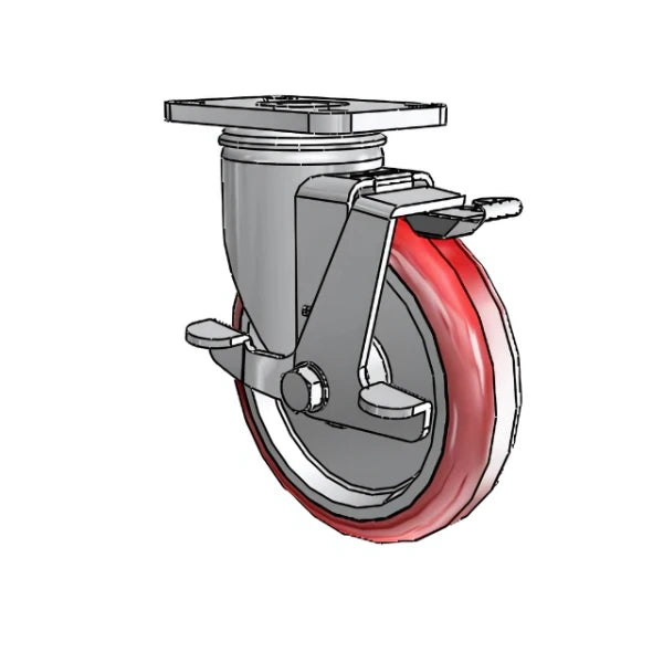 Colson Casters Stainless 5" x 1.25" HI-TECH Delrin Bearing Top-Lock Caster - 2.5" x 3.625" Plate, Heavy-Duty Load Capacity - SKU: 2.05456.944 BRK1 colson-header
