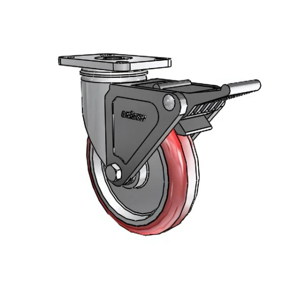 Colson Casters Stainless 5" x 1.25" HI-TECH Delrin Bearing Caster with Top Lock - 2.5" x 3.625" Plate - SKU: 2.05456.944 BRK2 | Heavy-Duty, Durable, and Reliable Mobility Solution for Industrial and Healthcare Applications colson-header