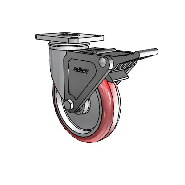 Colson Casters Stainless 5" x 1.25" HI-TECH Delrin Bearing Caster with Top Lock - 2.5" x 3.625" Plate - SKU: 2.05456.944 BRK2 | Heavy-Duty, Durable, and Reliable Mobility Solution for Industrial and Healthcare Applications -  | CasterHQ