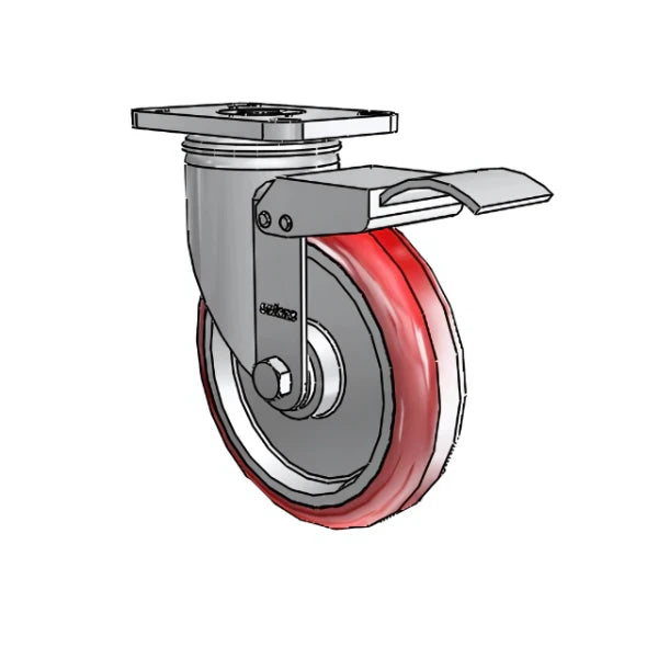 Colson Casters Stainless 5" x 1.25" HI-TECH Delrin Bearing Caster with Total Lock - 2.5" x 3.625" Plate - SKU: 2.05456.944 BRK4 | Durable, Heavy-Duty Mobility Solution for Industrial and Medical Applications colson-header