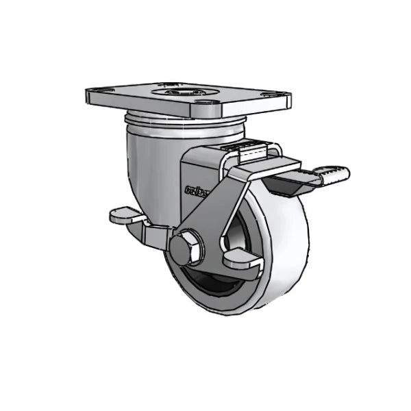 Stainless Steel 3" HI-TECH Rubber Plain Side-Lock Swivel Caster with 2.5" Plate colson-header1