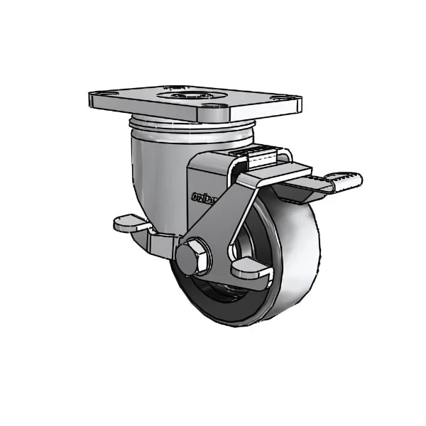 3" x 1.25" Stainless Polyolefin Delrin Bearing Side-Lock Caster with 2.5" x 3.625" Plate - Durable Industrial & Commercial Use (2.33456.544 BRK1) colson-header