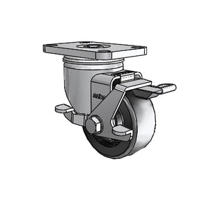 3" x 1.25" Stainless Polyolefin Delrin Bearing Side-Lock Caster with 2.5" x 3.625" Plate - Durable Industrial & Commercial Use (2.33456.544 BRK1) colson-header