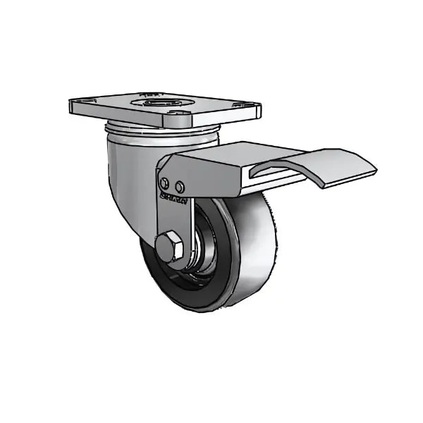 3" x 1.25" Stainless Steel Polyolefin Caster with Delrin Bearing, Total Lock, and 2.5" x 3.625" Plate - Heavy-Duty Industrial Use (Model 2.33456.544 BRK4) -  | CasterHQ
