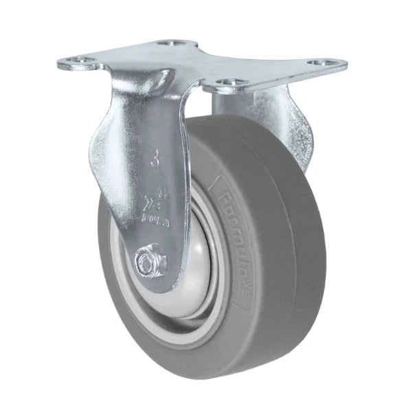 Durastar 3" x 1-1/4" FX Thermoplastic Rubber Rigid Caster - 225 lb Capacity, Choose Top Plate Option Durastar