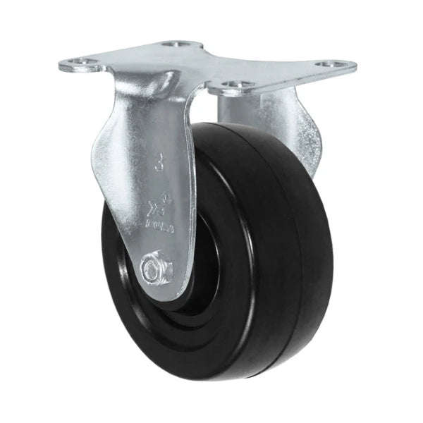Durastar 3" x 1-1/4" Hard Rubber Rigid Caster - 275 lb Capacity, Choose Top Plate Option Durastar