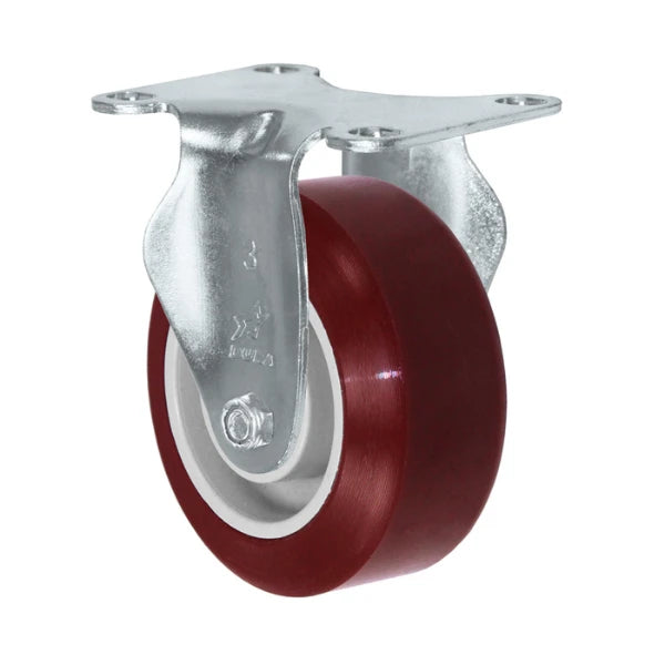 Durastar 3" x 1-1/4" Duratough Polyurethane on Polyolefin  Rigid Caster - 275 lb Capacity, Choose Top Plate Option Durastar