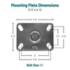 Durastar 3" x 1-1/4" Duratough Polyurethane on Polyolefin  Rigid Caster - 275 lb Capacity, Choose Top Plate Option Durastar