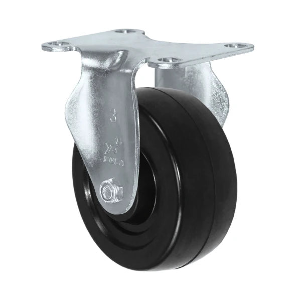 Durastar 3" x 1-1/4" Soft Rubber Rigid Caster - 175 lb Capacity, Choose Top Plate Option Durastar