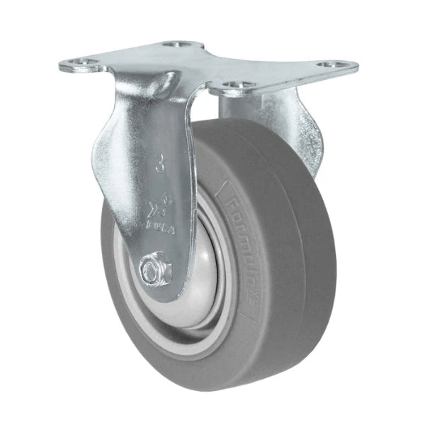 Durastar 3-1/2" x 1-1/4" FX Thermoplastic Rubber Rigid Caster - 230 lb Capacity, Choose Top Plate Option Durastar