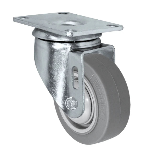 Durastar 3" x 1-1/4" FX Thermoplastic Rubber Swivel Caster - 225 lb Capacity, Choose Top Plate Option Durastar