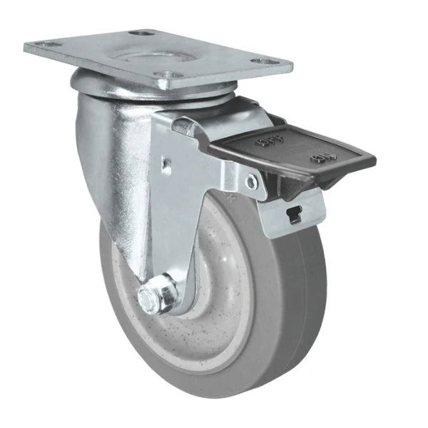 Durastar 3" x 1-1/4" Duratek High Tech Rubber Swivel Caster - 225 lb Capacity, Choose Top Plate Option Durastar