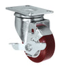 Durastar 3" x 1-1/4" Duratough Polyurethane on Polyolefin  Swivel Caster - 275 lb Capacity, Choose Top Plate Option Durastar