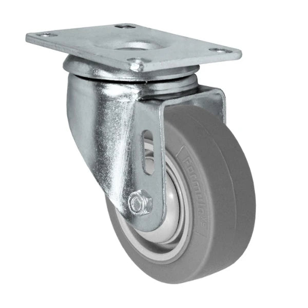 Durastar 3-1/2" x 1-1/4" FX Thermoplastic Rubber Swivel Caster - 230 lb Capacity, Choose Top Plate Option Durastar