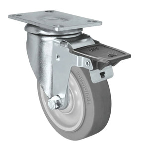 Durastar 4" x 1-1/4" FX Thermoplastic Rubber Swivel Caster - 300 lb Capacity, Choose Top Plate Option Durastar
