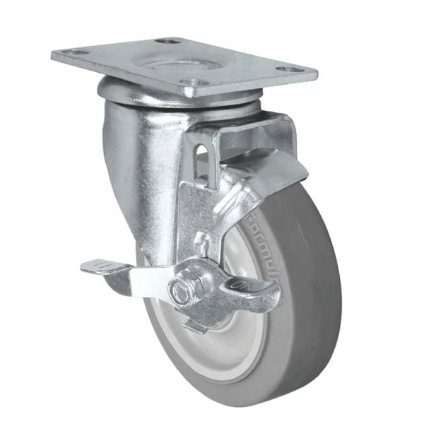 Durastar 4" x 1-1/4" FX Thermoplastic Rubber Swivel Caster - 300 lb Capacity, Choose Top Plate Option Durastar
