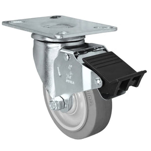 Durastar 4" x 1-1/4" FX Thermoplastic Rubber Swivel Caster - 300 lb Capacity, Choose Top Plate Option Durastar