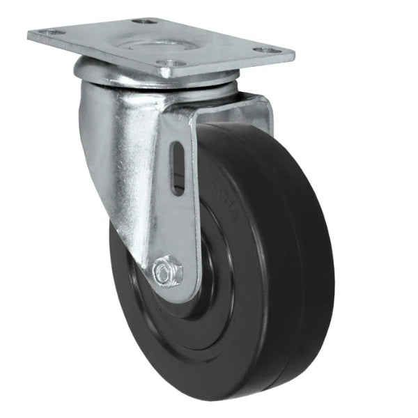 Durastar 4" x 1-1/4" Hard Rubber Swivel Caster - 300 lb Capacity, Choose Top Plate Option Durastar