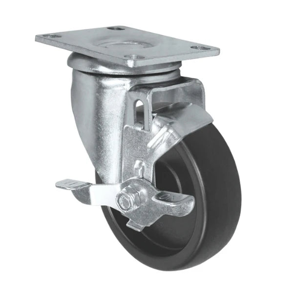 Durastar 4" x 1-1/4" Polyolefin Swivel Caster - 300 lb Capacity, Choose Top Plate Option Durastar