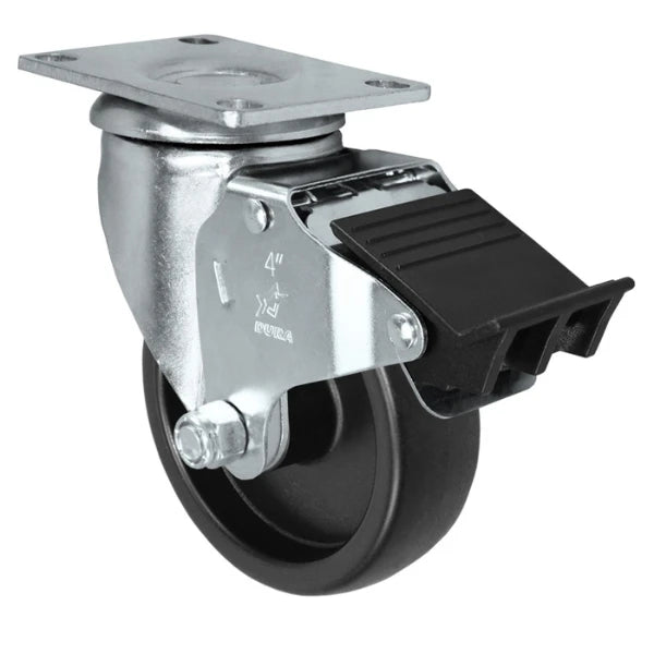 Durastar 4" x 1-1/4" Polyolefin Swivel Caster - 300 lb Capacity, Choose Top Plate Option Durastar