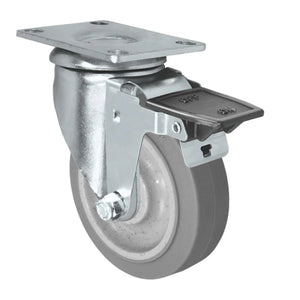 Durastar 4" x 1-1/4" Duratek High Tech Rubber Swivel Caster - 300 lb Capacity, Choose Top Plate Option Durastar