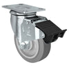 Durastar 4" x 1-1/4" Duratek High Tech Rubber Swivel Caster - 300 lb Capacity, Choose Top Plate Option Durastar