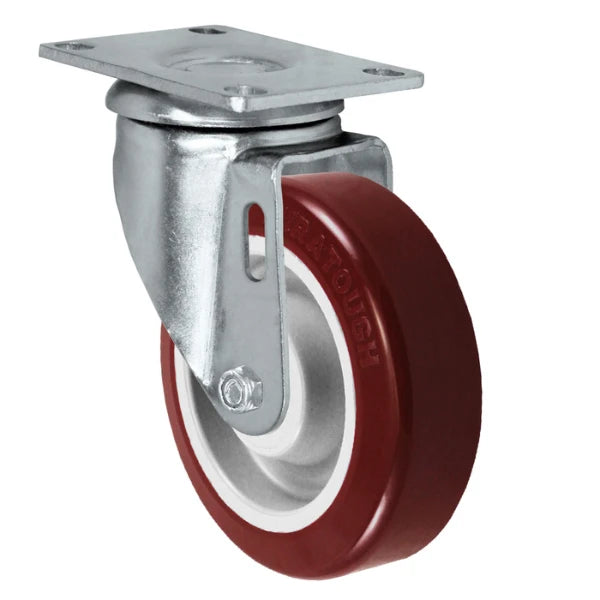 Durastar 4" x 1-1/4" Duratough Polyurethane on Polyolefin Swivel Caster - 325 lb Capacity, Choose Top Plate Option Durastar
