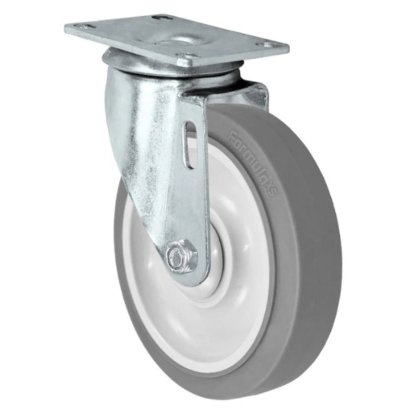 Durastar 5" x 1-1/4" FX Thermoplastic Rubber Swivel Caster - 315 lb Capacity, Choose Top Plate Option Durastar