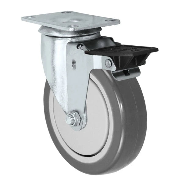 Durastar 5" x 1-1/4" Polyurethane on Polyolefin Swivel Caster - 325 lb Capacity, Choose Top Plate Option Durastar