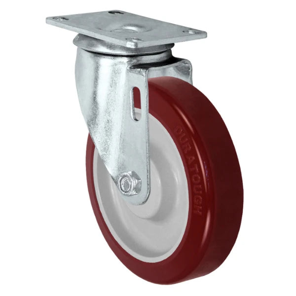 Durastar 5" x 1-1/4" Duratough Polyurethane on Polyolefin Swivel Caster - 350 lb Capacity, Choose Top Plate Option Durastar