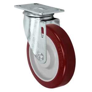 Durastar 5" x 1-1/4" Duratough Polyurethane on Polyolefin Swivel Caster - 350 lb Capacity, Choose Top Plate Option Durastar