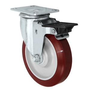 Durastar 5" x 1-1/4" Duratough Polyurethane on Polyolefin Swivel Caster - 350 lb Capacity, Choose Top Plate Option Durastar