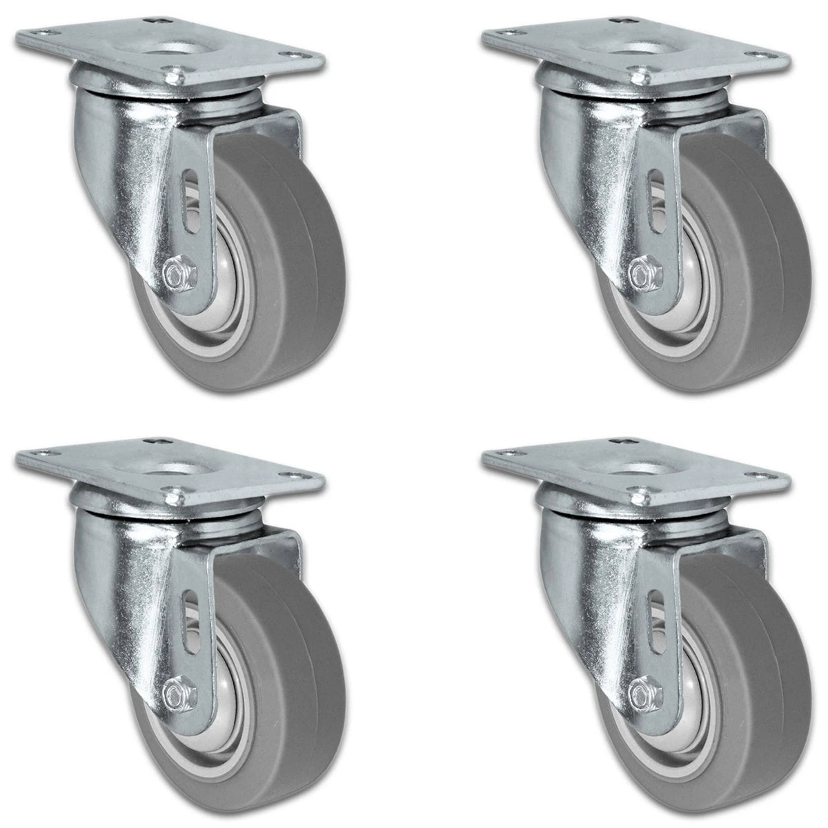 3" X 1.25" Thermo Plastic Rubber Caster Set of 4 - All Swivel Casters - 900 lbs Capacity Per Set CasterHQ
