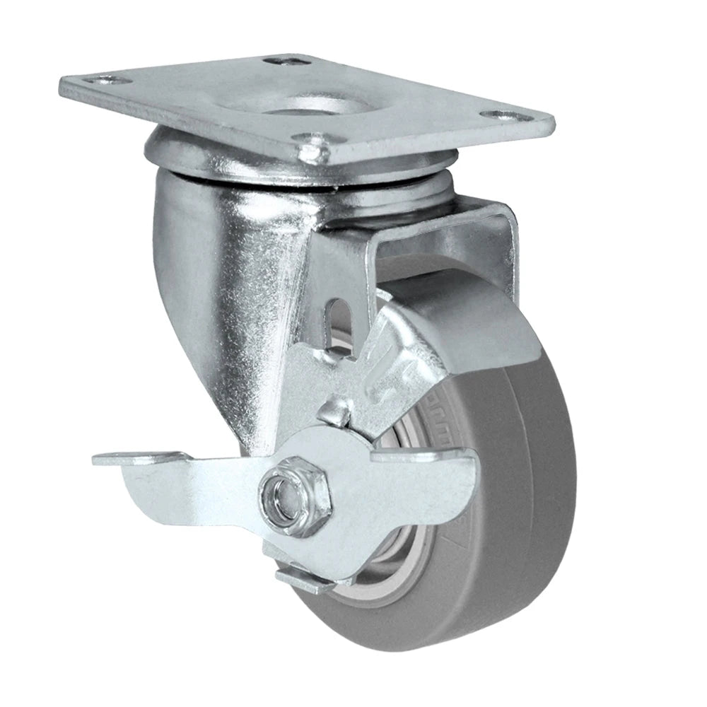 3" X 1.25" Light Duty TPR FX Formula XS Rubber Wheel - Swivel Casters with Top Locking Brakes - 225 lbs Capacity CasterHQ