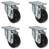 3" X 1.25" Black Hard Rubber Caster Set of 4 - All Swivel Casters - 1,100 lbs Capacity Per Set CasterHQ