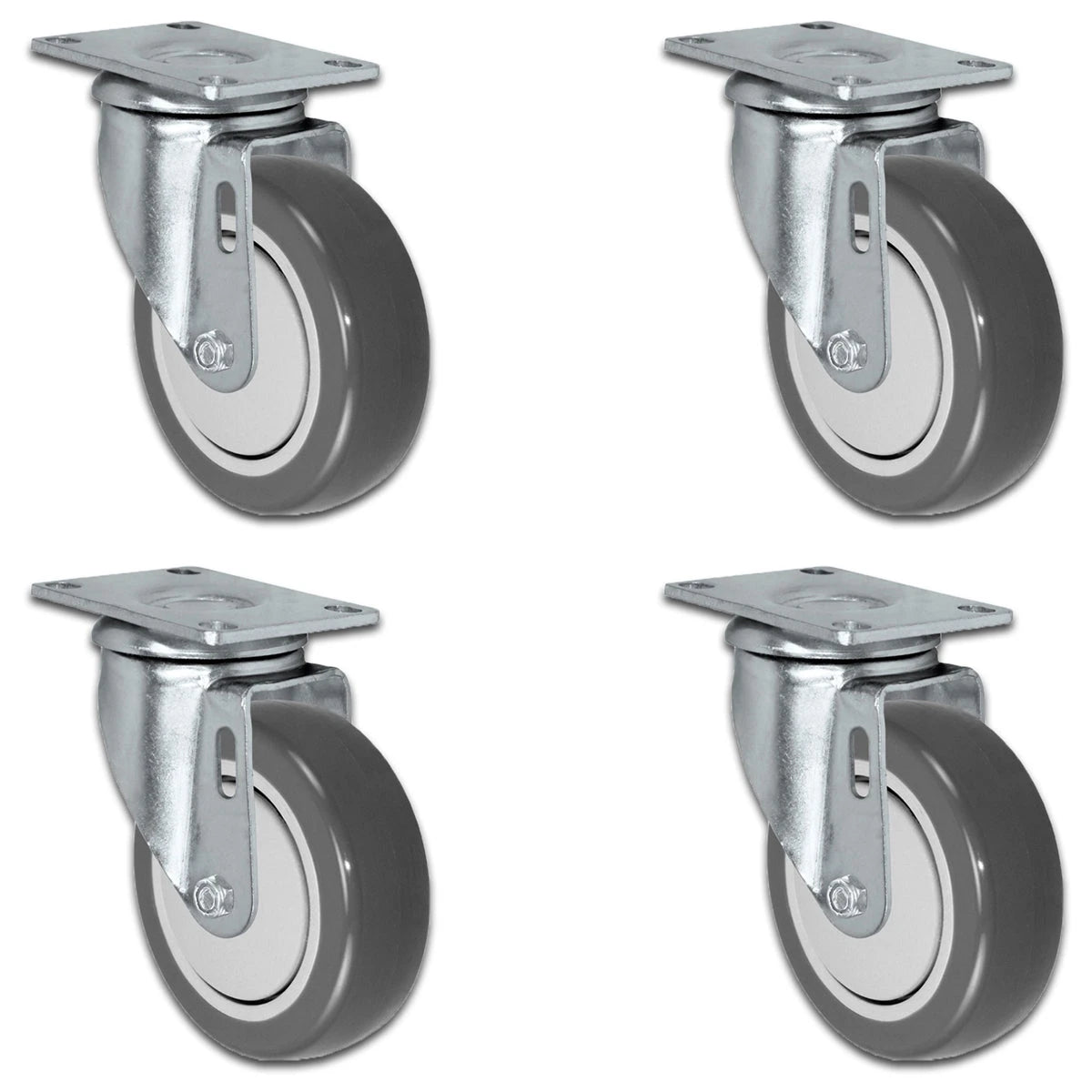 3" X 1.25" Gray Polyurethane on Polyolefin Caster Set of 4 - All Swivel Casters - 1,000 lbs Capacity Per Set CasterHQ