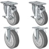 5" X 1.25" Thermo Plastic Rubber Caster Set of 4 - 2 Locking Swivel Casters & 2 Rigid - 1,260 lbs Capacity Per Set CasterHQ
