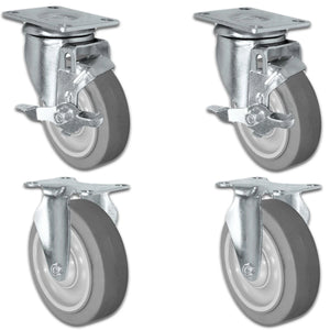 4" x 1.25" Thermo Plastic Rubber Swivel & Rigid Caster – 1,200 lb