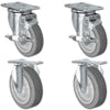 5" X 1.25" Thermo Plastic Rubber Caster Set of 4 - 2 Locking Swivel Casters & 2 Rigid - 1,260 lbs Capacity Per Set CasterHQ
